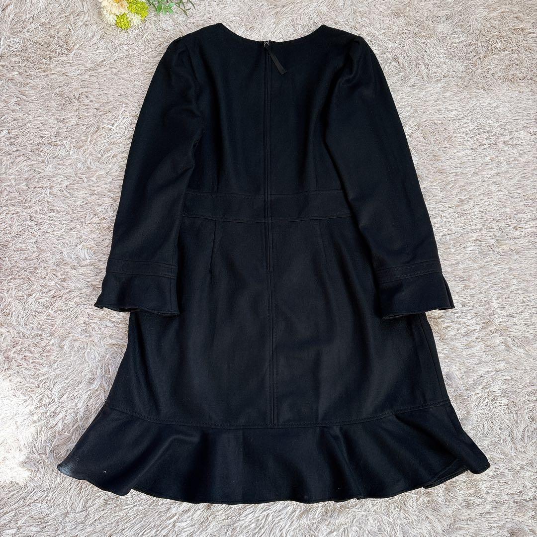 極美品✨トゥービーシック 大きめサイズ フリル ウール ワンピース 黒 46