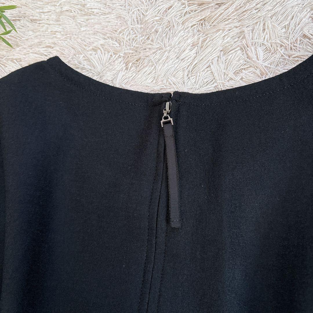 極美品✨トゥービーシック 大きめサイズ フリル ウール ワンピース 黒 46