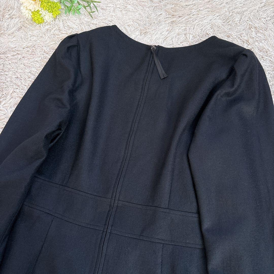 極美品✨トゥービーシック 大きめサイズ フリル ウール ワンピース 黒 46