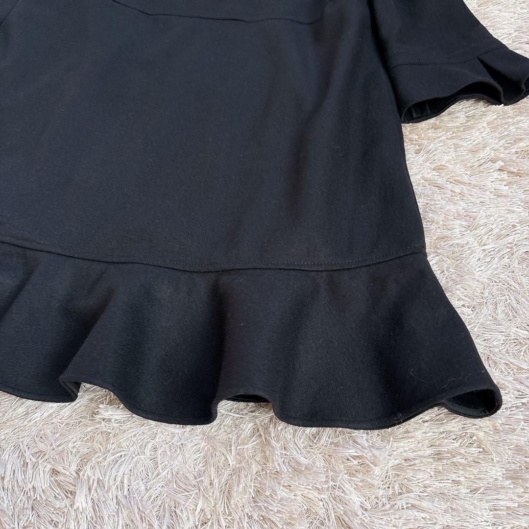 極美品✨トゥービーシック 大きめサイズ フリル ウール ワンピース 黒 46