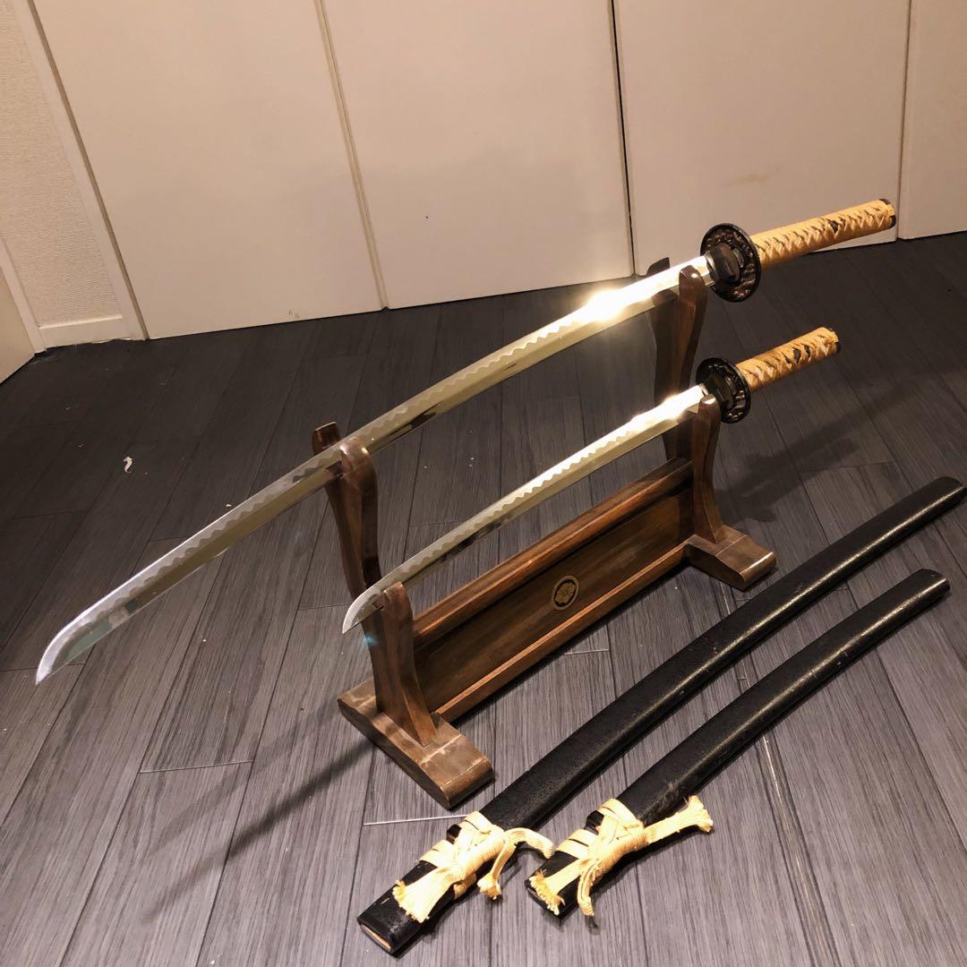 本格模造刀　居合刀　 2本セット　美術刀剣　太刀　脇差　大小セット　茶拵え