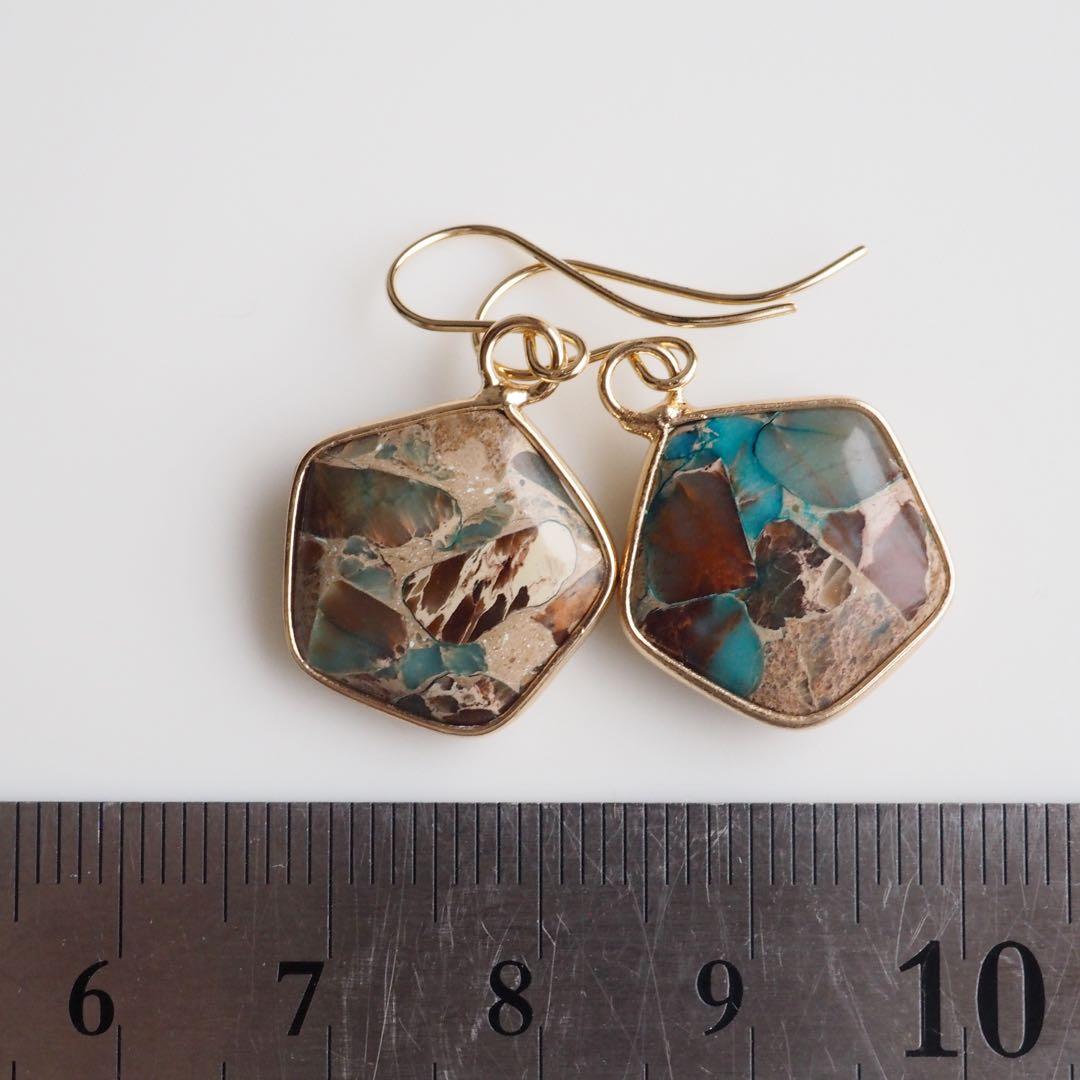 【Ruby】No.4 ピカソコッパー枠留ペアシェイプピアス