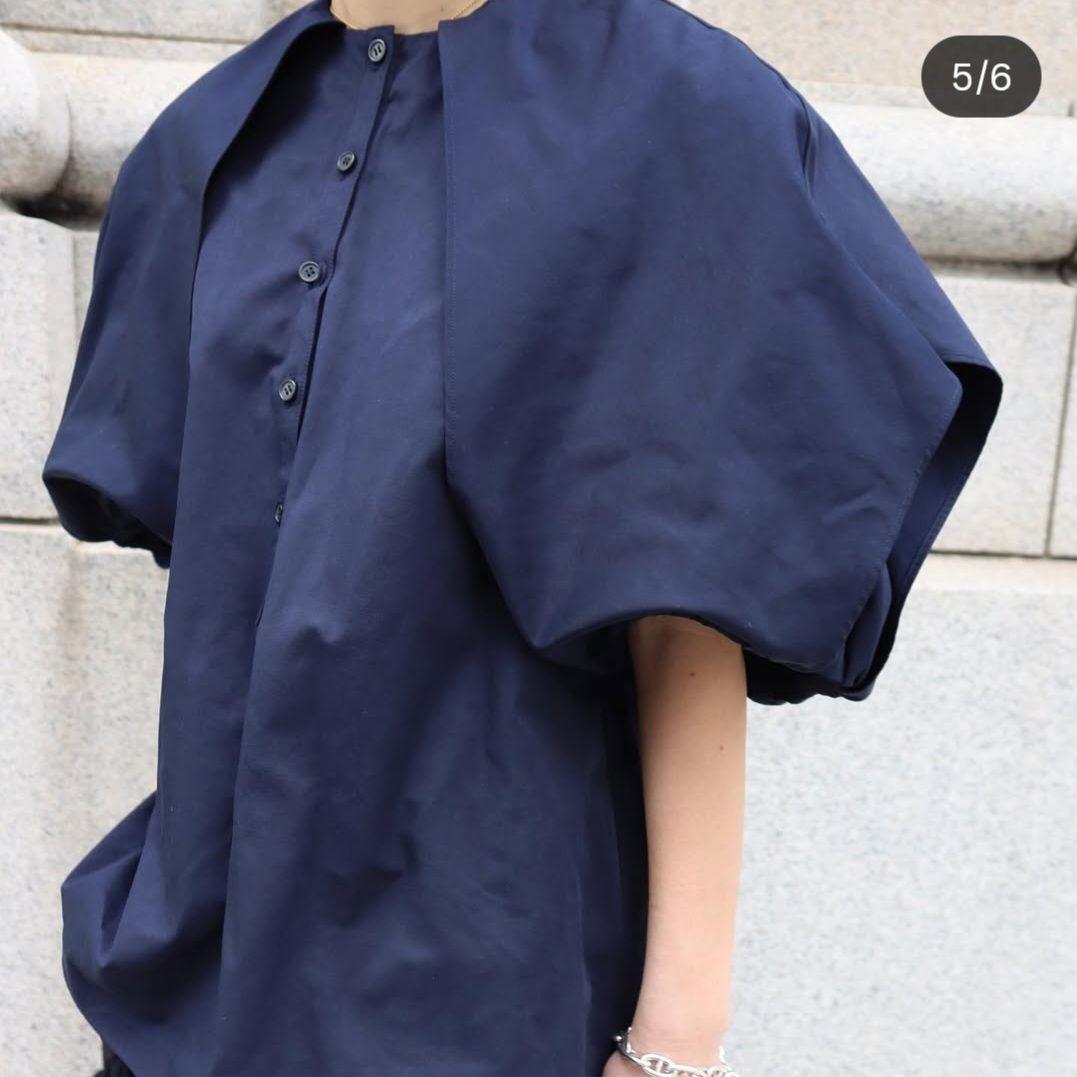 Machatt ヨーク ボリューム スリーブ ネイビー バルーン