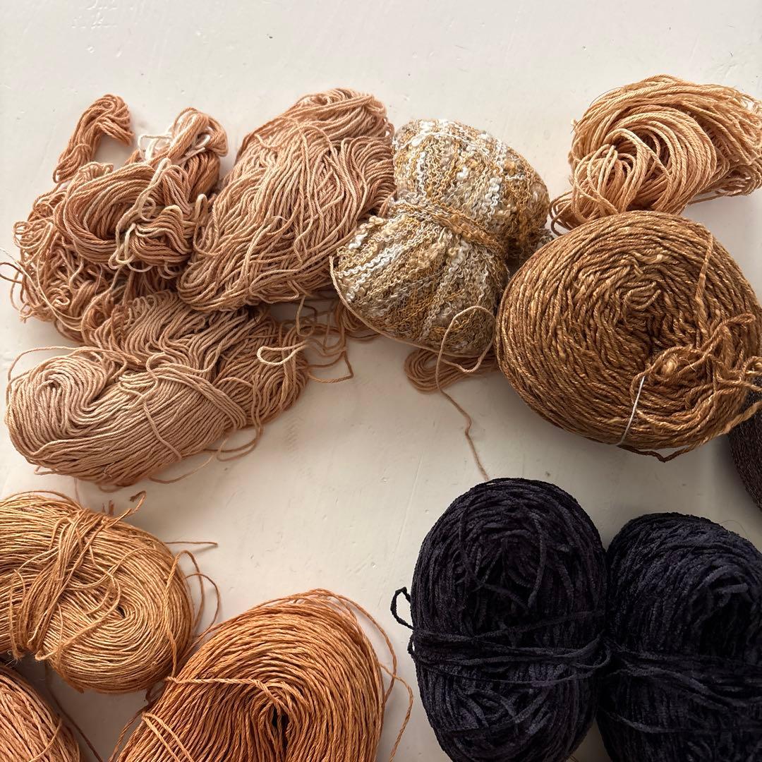 裂き織りの糸　さおり織り　柿渋染め　麻