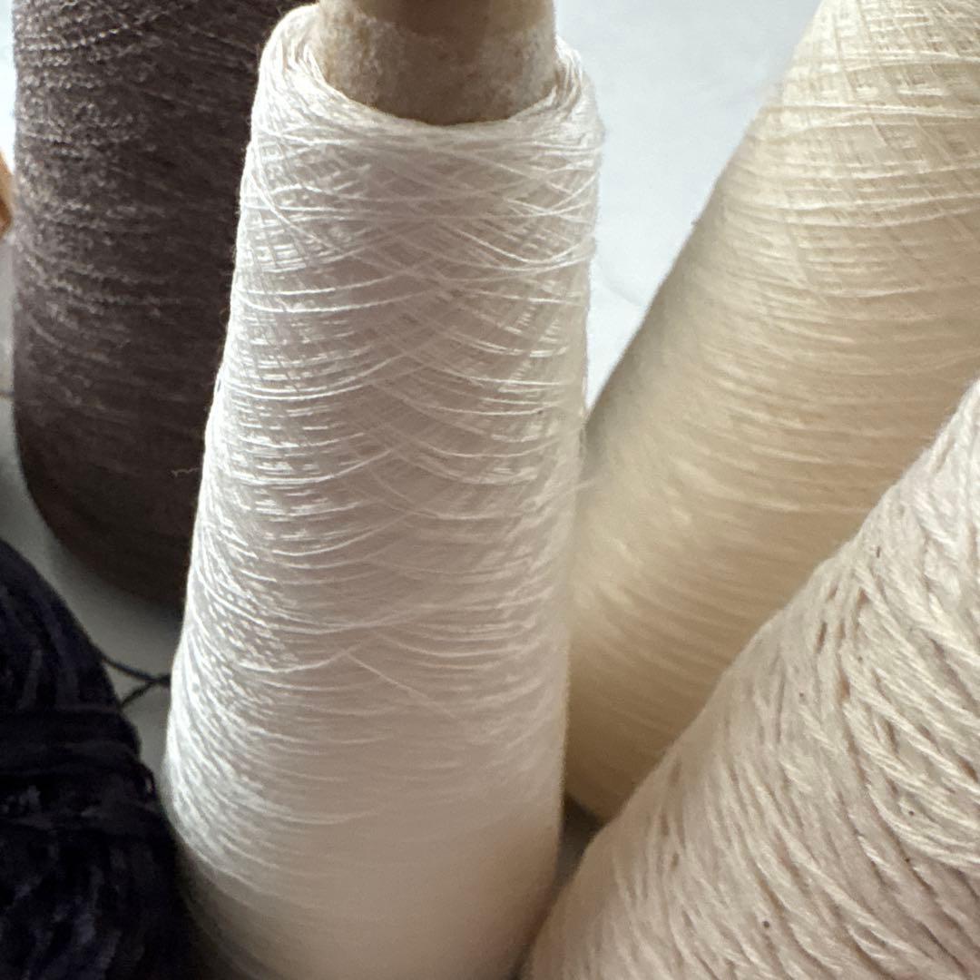 裂き織りの糸　さおり織り　柿渋染め　麻