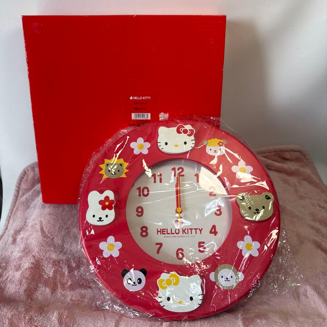 未使用【希少】ハローキティ 木製 壁掛け時計 1999年製