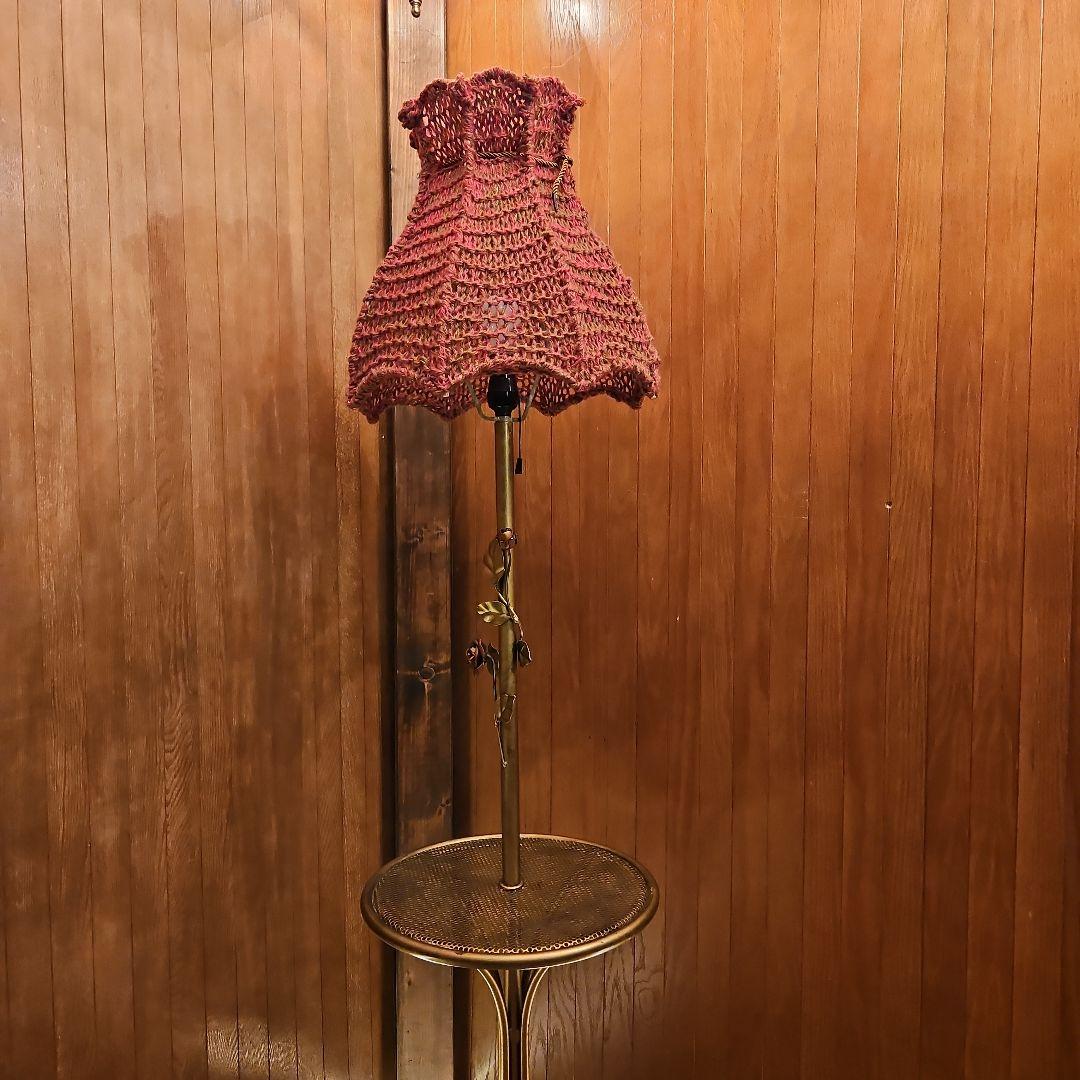 ヴィンテージ フロアライト サイドテーブル 真鍮 スタンドライト シェード