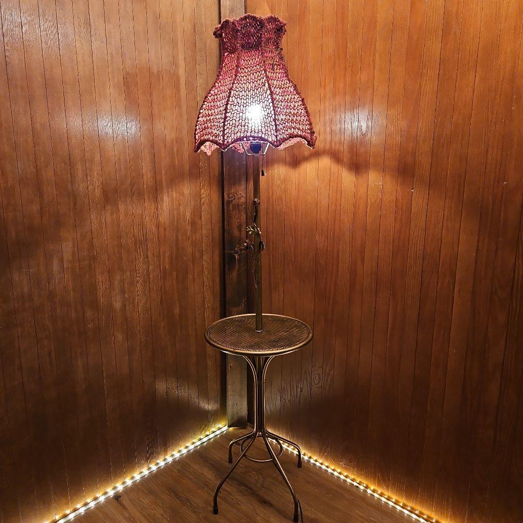 ヴィンテージ フロアライト サイドテーブル 真鍮 スタンドライト シェード