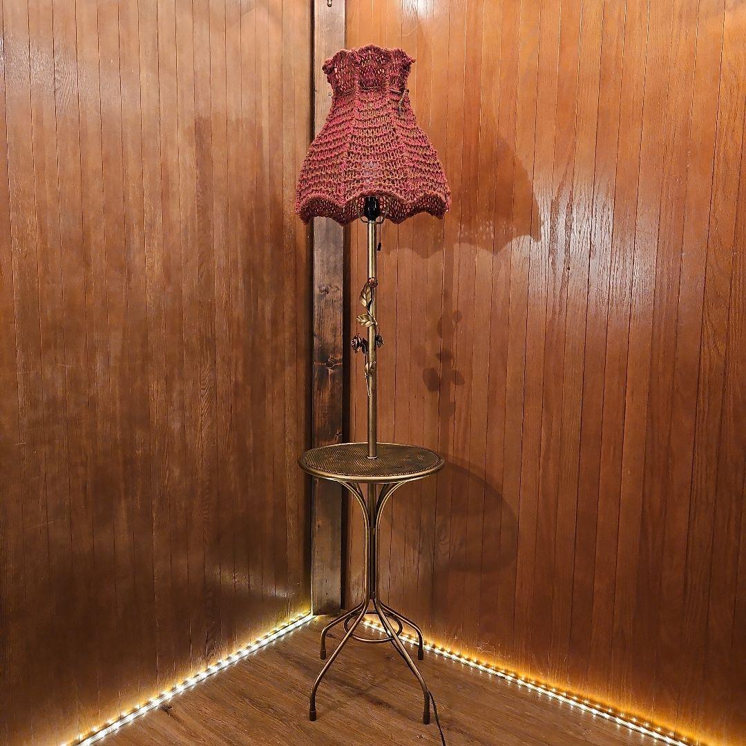 ヴィンテージ フロアライト サイドテーブル 真鍮 スタンドライト シェード