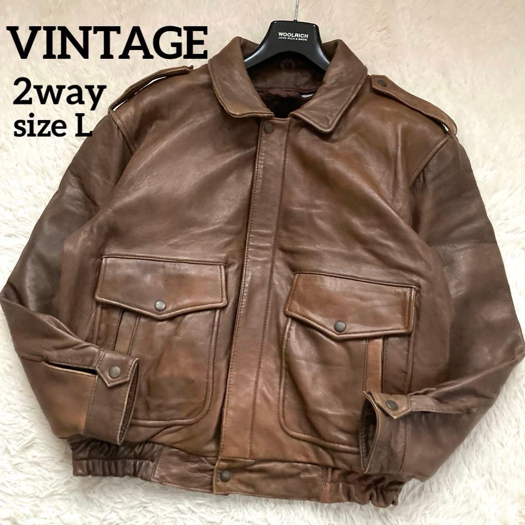 ✨状態良好✨90s レザージャケット フライトジャケット A-2 短丈 ボア 茶