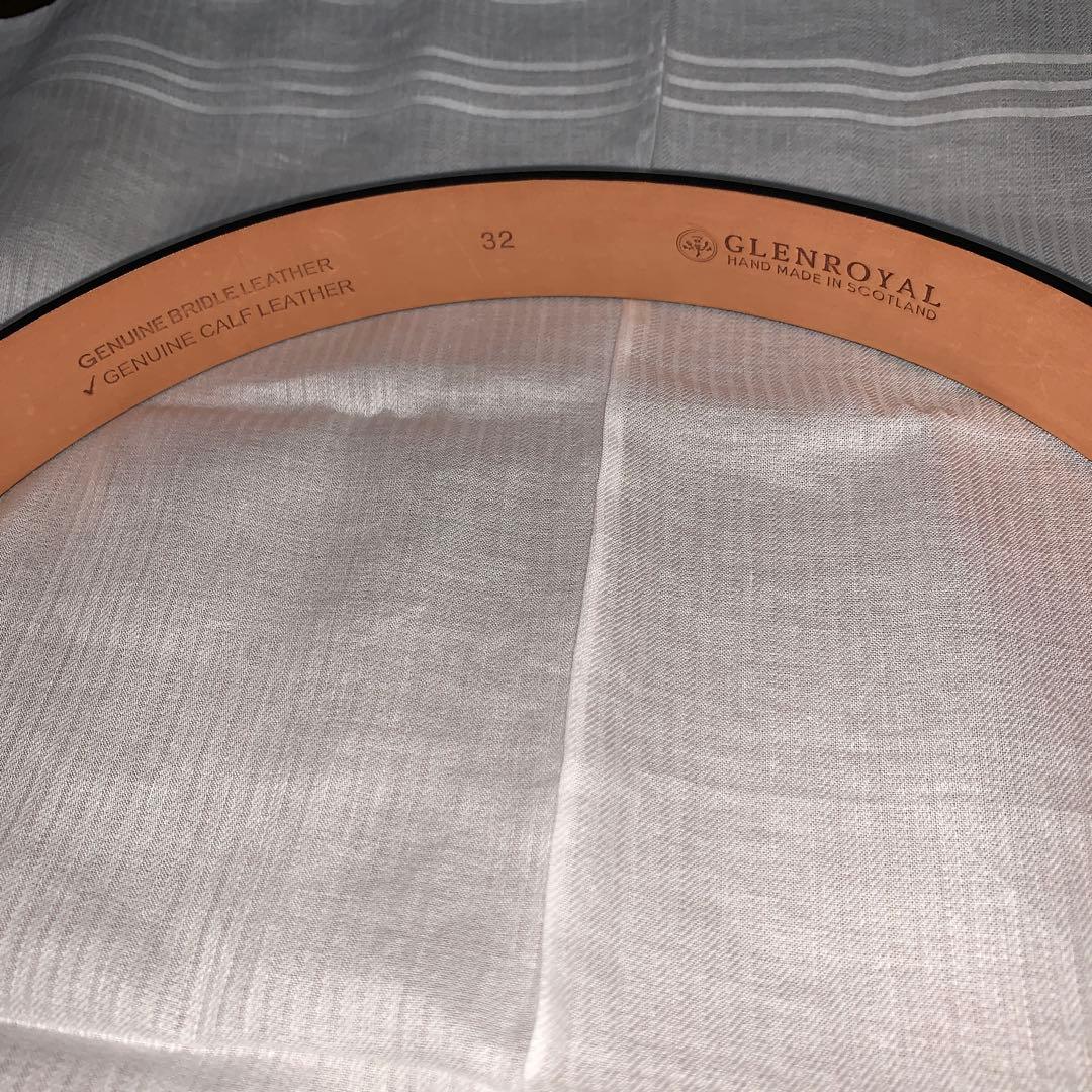 未使用品 GLEN カーフレザー ベルト ダークブラウン 32