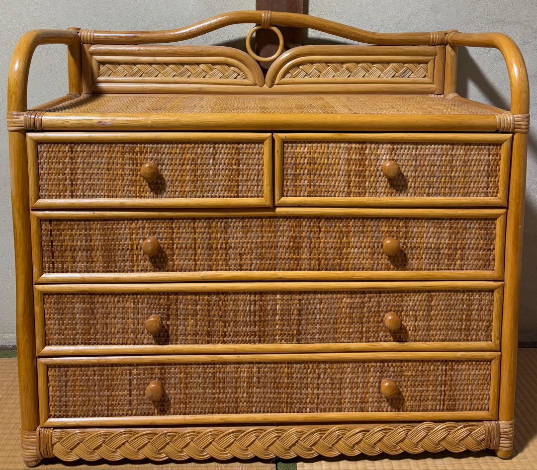 ラタン製 4段チェスト タンス 収納 家具