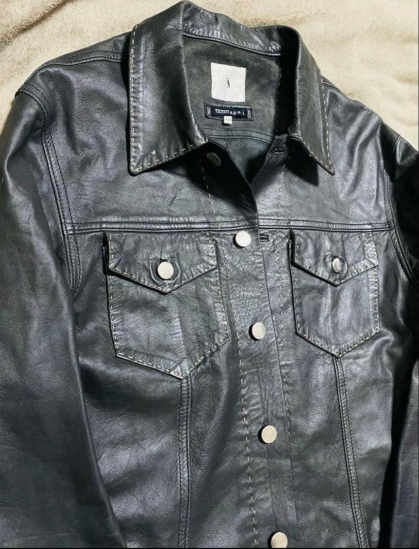 本革　レザートラッカージャケット　コーティング
