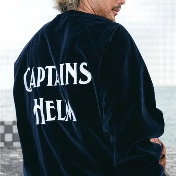 キャプテンズヘルム ロゴベロア コーチジャケット NAVY XL