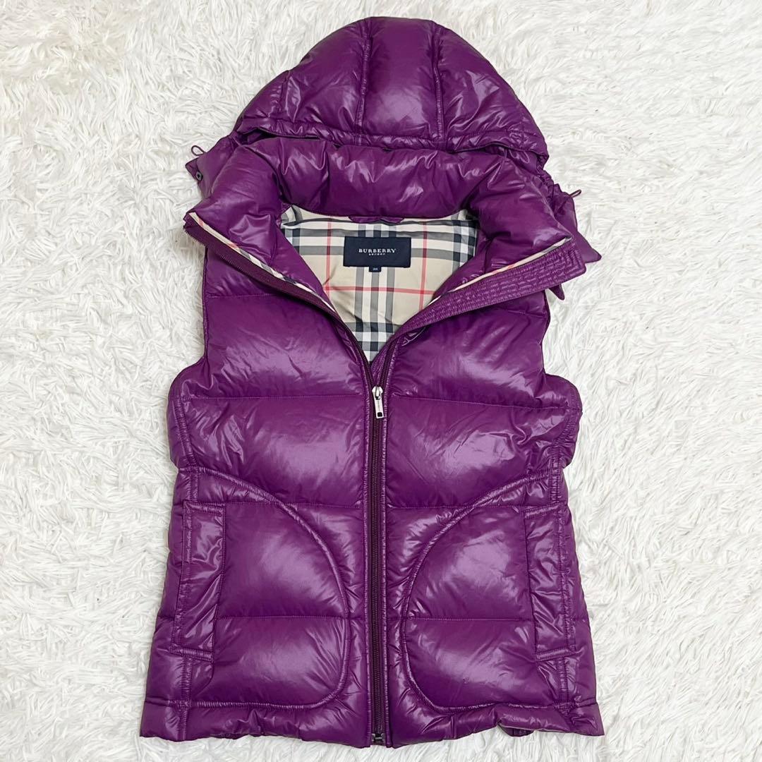 【希少色】バーバリーロンドン ノバチェック ダウンベスト フード付き 38 M