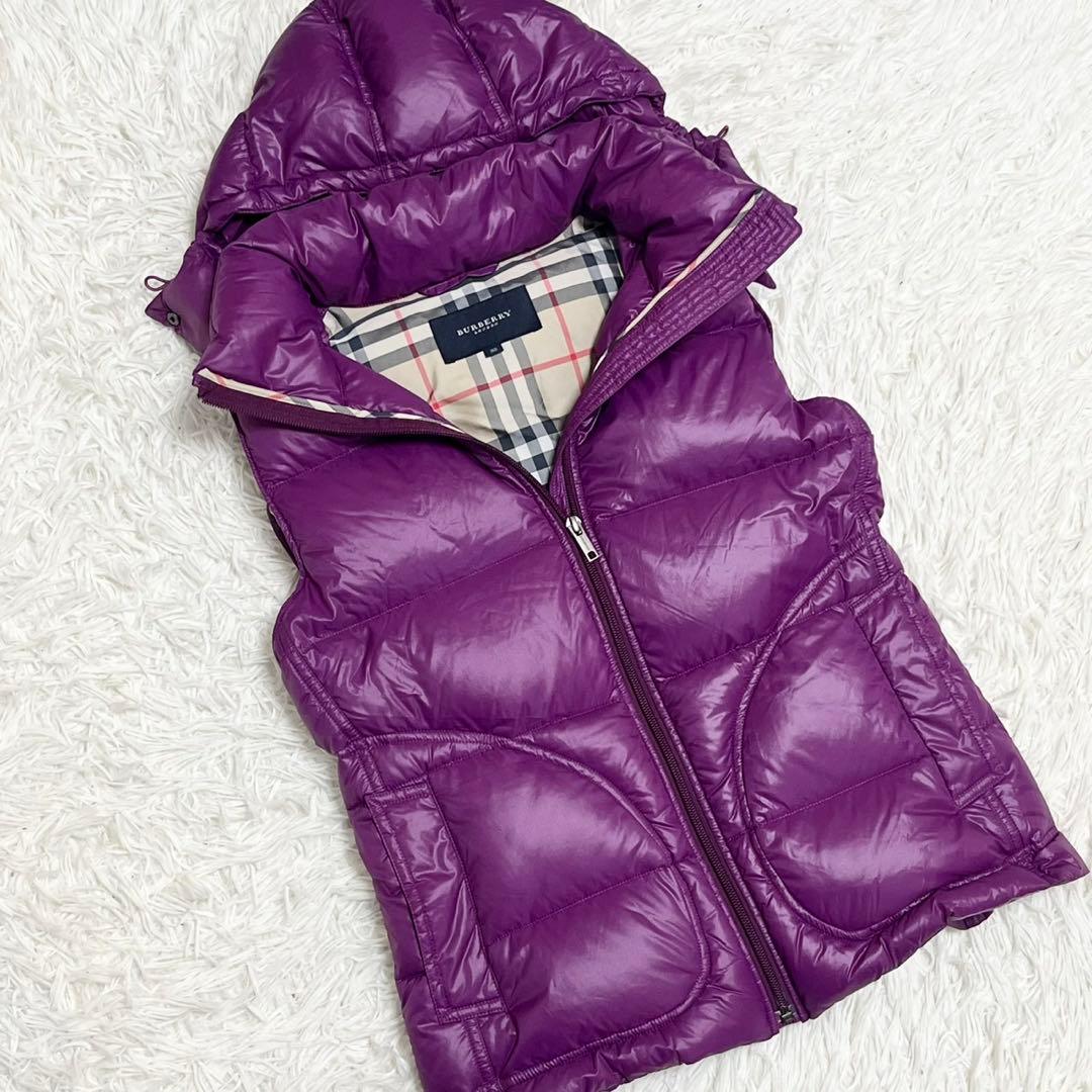 【希少色】バーバリーロンドン ノバチェック ダウンベスト フード付き 38 M