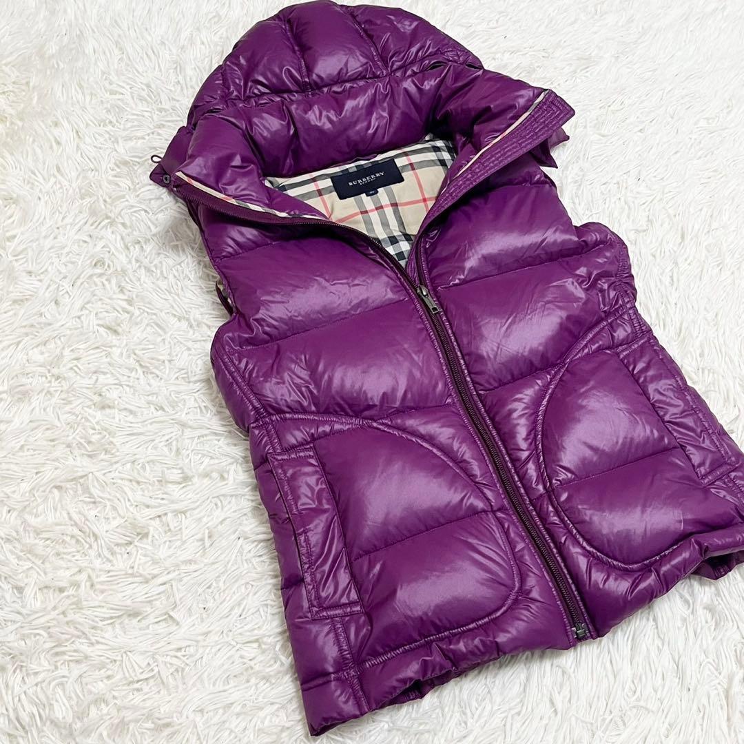 【希少色】バーバリーロンドン ノバチェック ダウンベスト フード付き 38 M