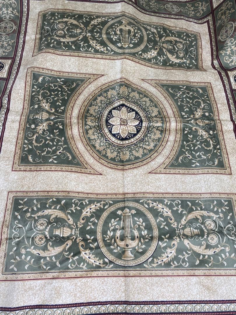 希少 ヴィンテージ♦️高級 ゼラビ ラグ♦️ビスコース100%♦️絹♦️グリーン♦️送料込