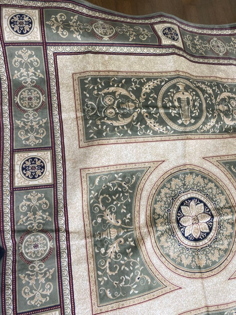 希少 ヴィンテージ♦️高級 ゼラビ ラグ♦️ビスコース100%♦️絹♦️グリーン♦️送料込