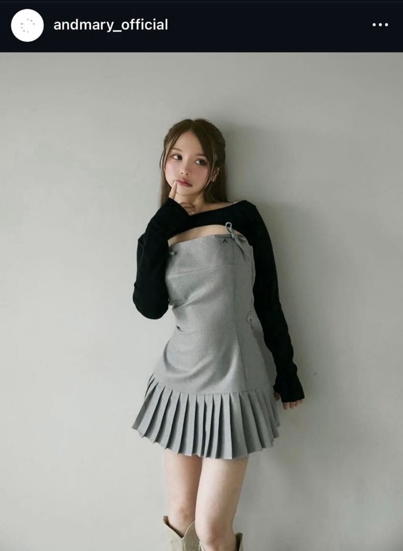 andmary Karen knit set mini dress グレー
