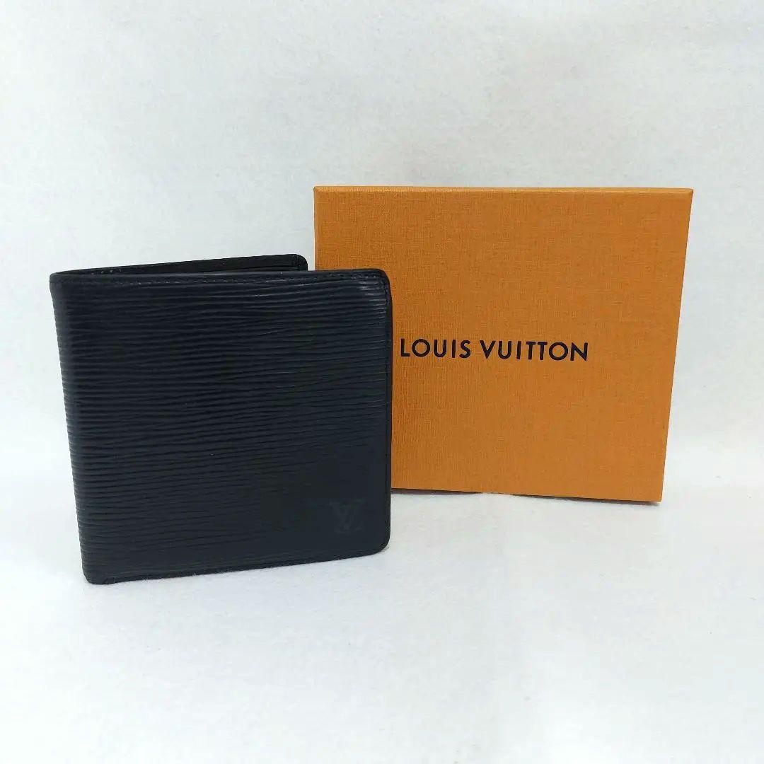 美品 Louis Vuitton ルイヴィトン エピ 二つ折財布 ブラック