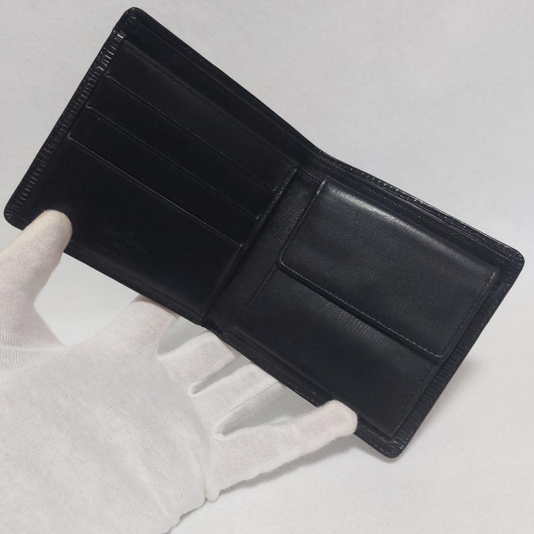 美品 Louis Vuitton ルイヴィトン エピ 二つ折財布 ブラック