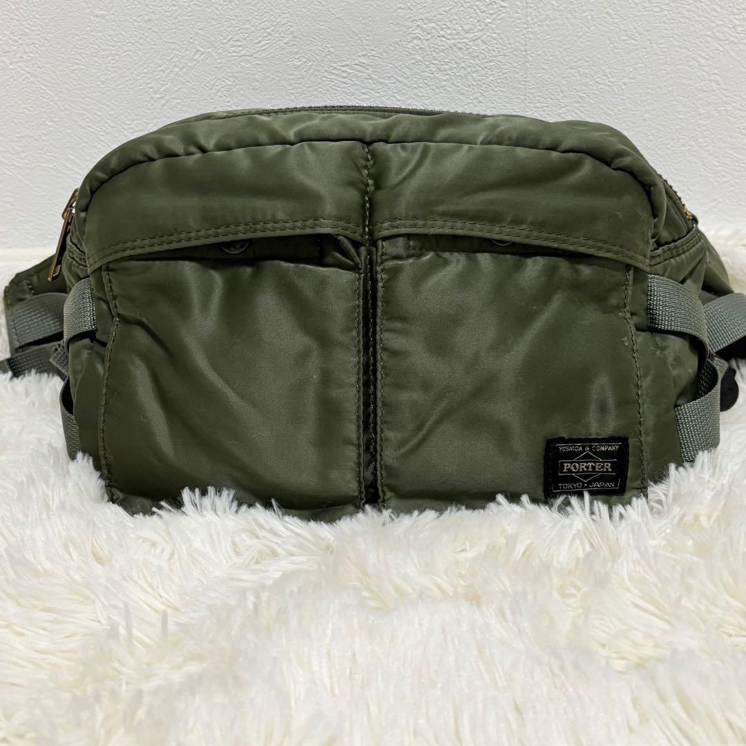 PORTER TANKER ボディバッグ　ウエストバッグ　カーキ
