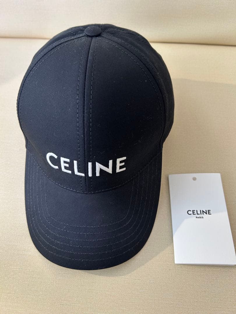 CELINE セリーヌ 黒　ブラック　キャップ Sサイズ