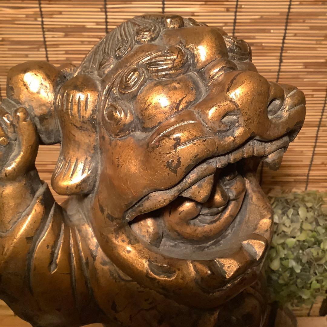 明治・伊勢大黒舞「獅子被大黒天」伊勢神宮・獅子頭・祝事・財福・特大金彩木彫・奉納