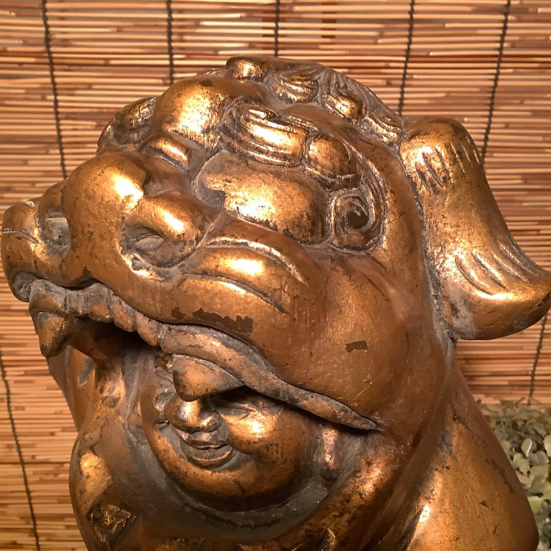 明治・伊勢大黒舞「獅子被大黒天」伊勢神宮・獅子頭・祝事・財福・特大金彩木彫・奉納