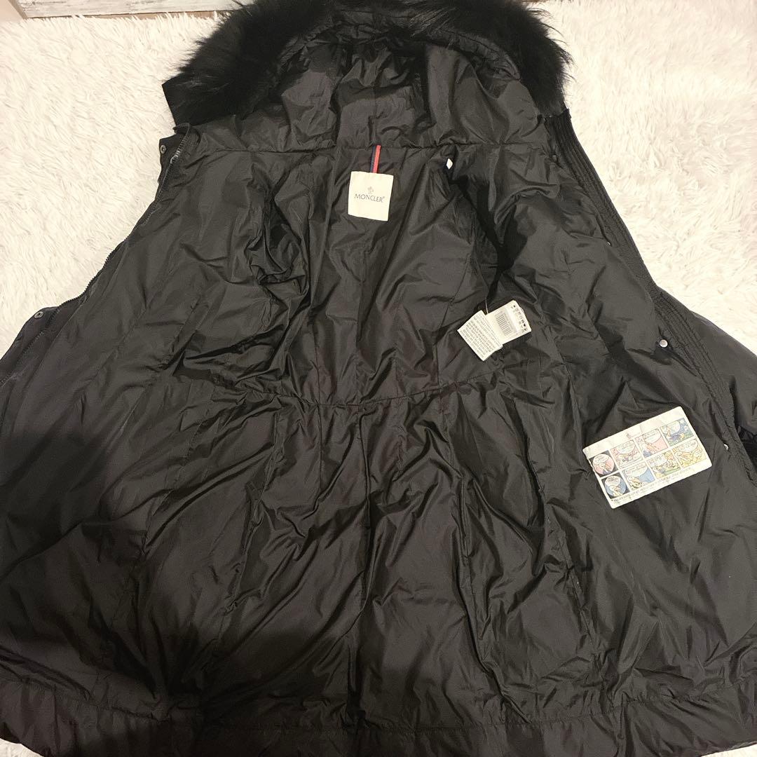 MONCLER ロング ダウンコート ファランジェール ブラックファー Aライン