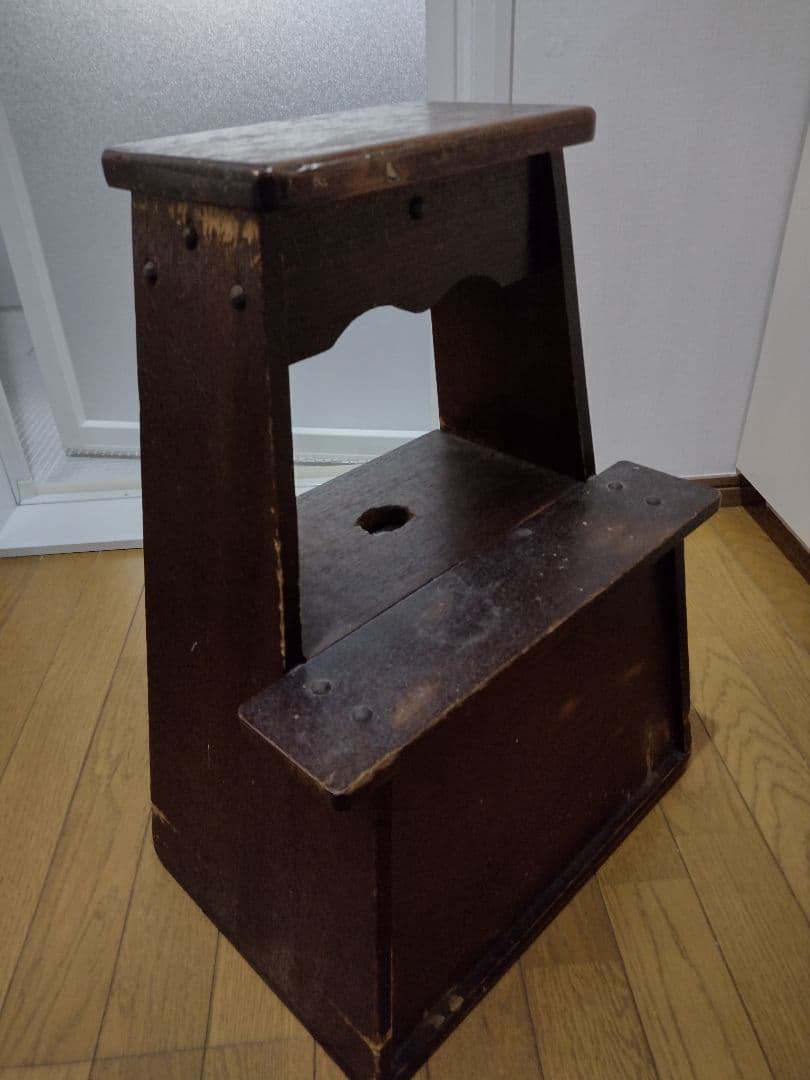 木製階段脚立 踏み台 2段 足場 ステップ台 収納付 小物入れ