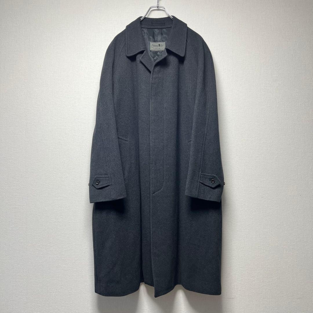 極上 ベイカーストリート アンゴラブレンド ロングステンカラーコート メンズ