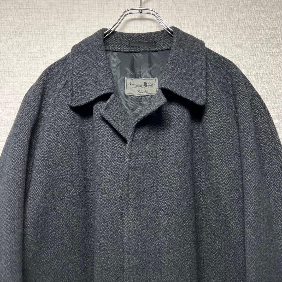 極上 ベイカーストリート アンゴラブレンド ロングステンカラーコート メンズ