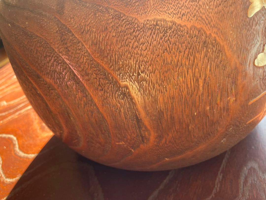 美品　時代　桐火鉢　秋草蒔絵 火鉢　螺鈿入り　茶道具　骨董品　木製火鉢　100年