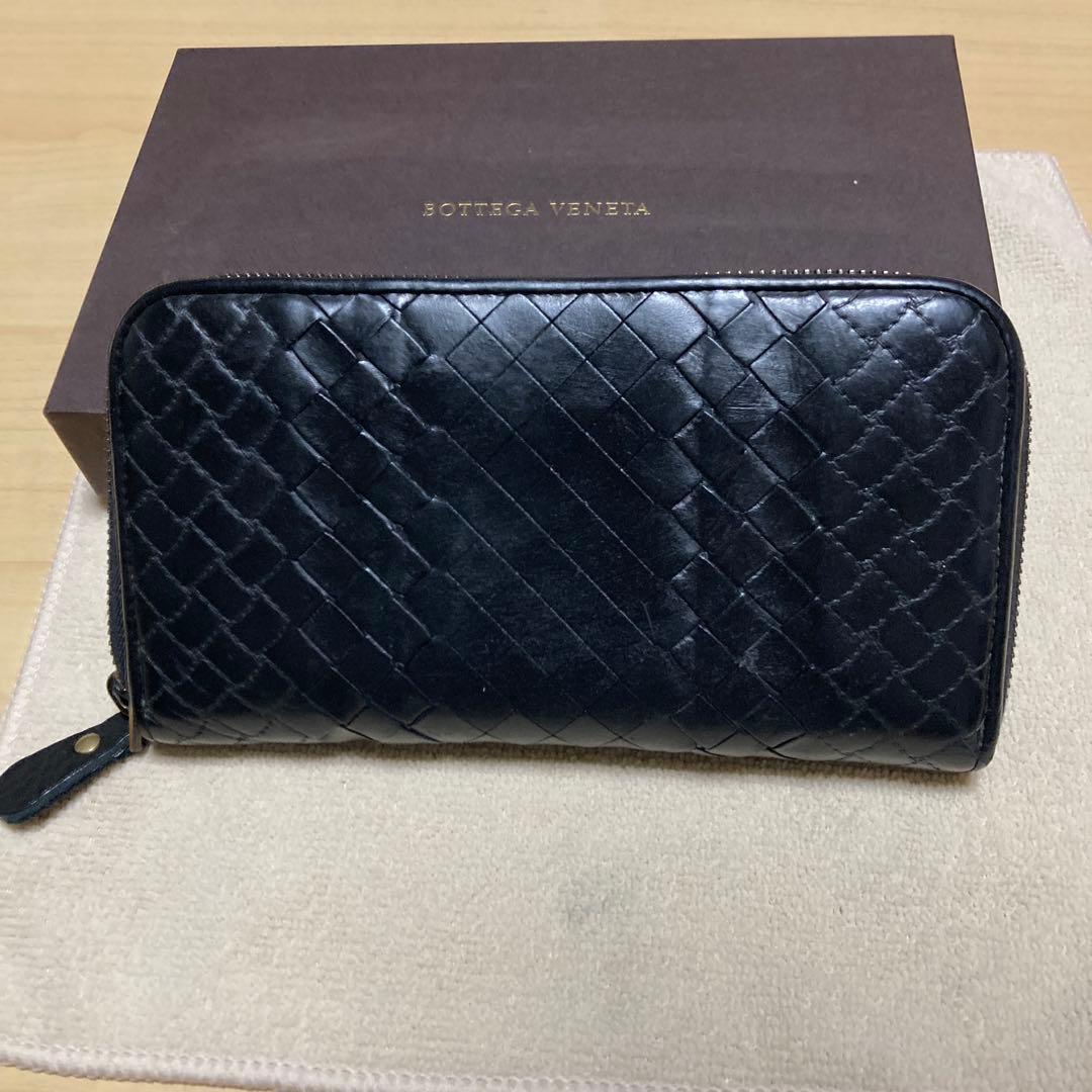 BOTTEGA VENETA 編み込み長財布 ブラック