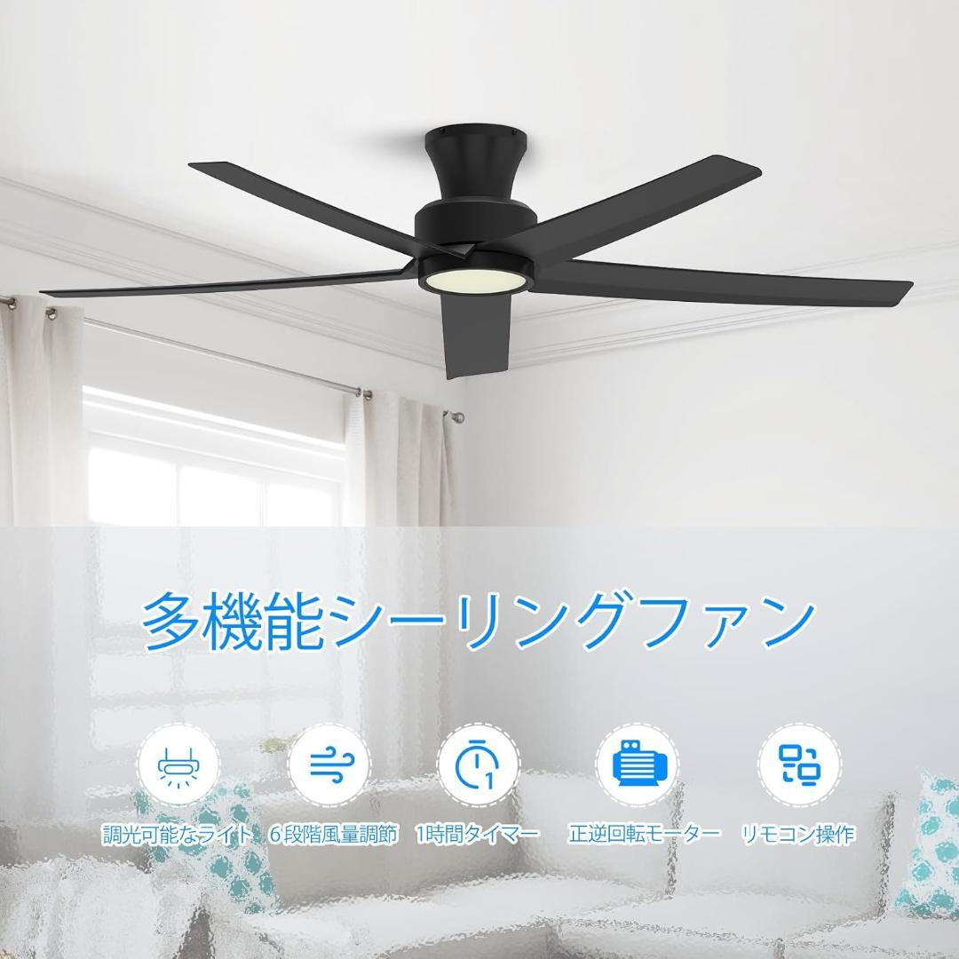 TALOYA シーリングファンライト 10畳 DCモーター 静音設計 ブラック