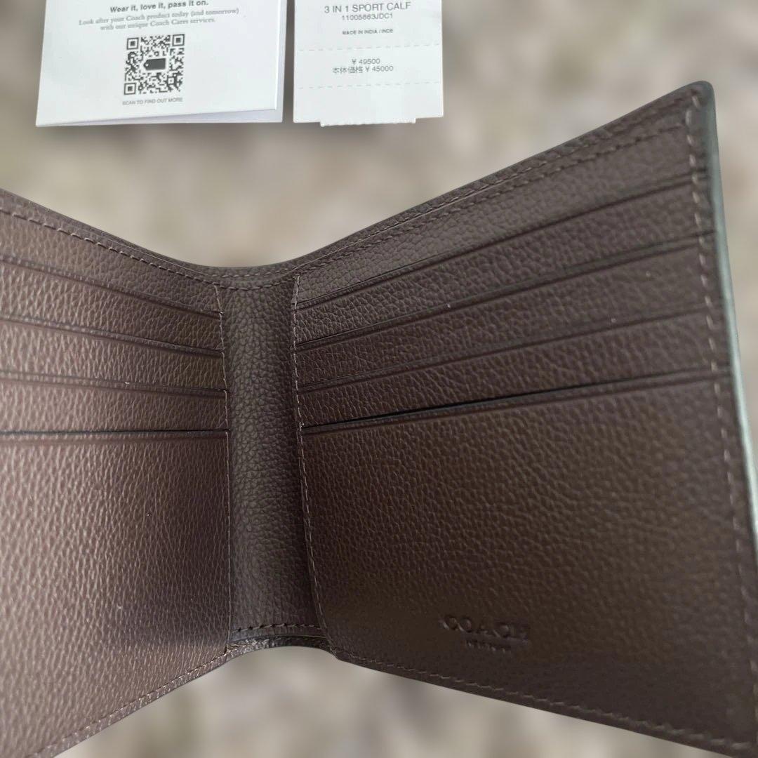 新品　定価49,500円　COACH ブラウン 二つ折り財布