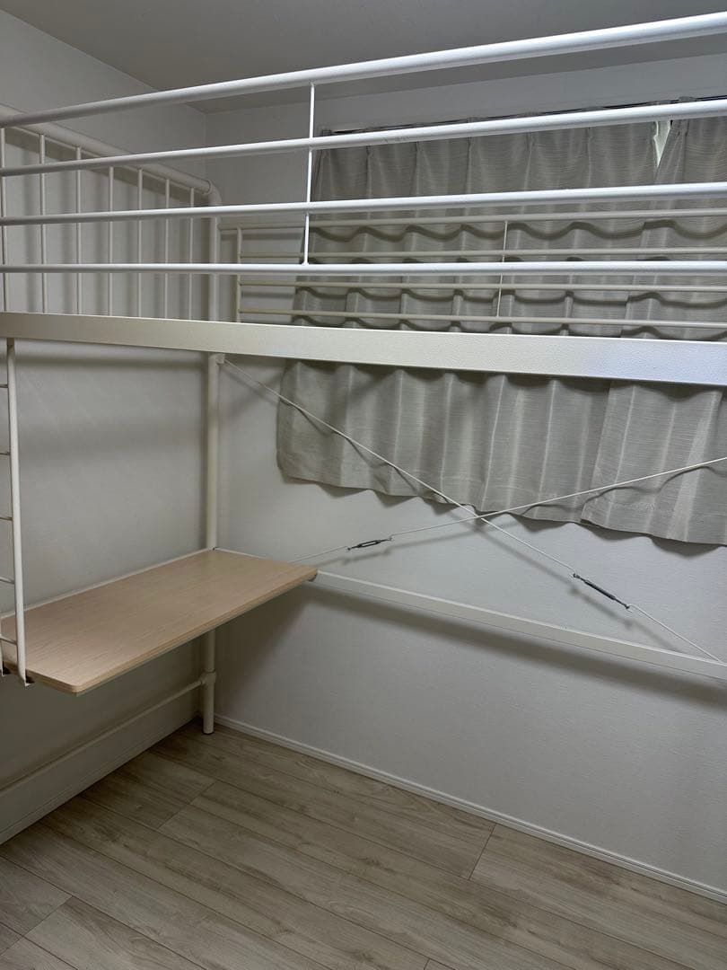 東京取引限定ロフトベッド 200cm高 ハイタイプ パシングルベッドデスク付き