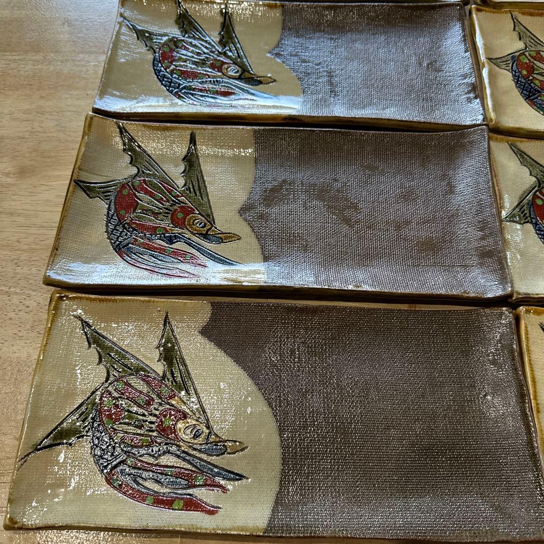 沖縄　やむちん／作家　新垣修　角長皿8枚セット（バラ売りはコメント下さい）