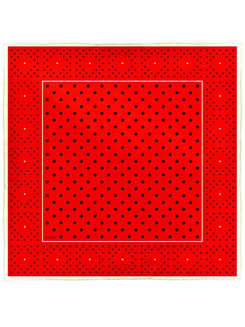 マニプリ/定番ジオメドットプリント　ウール×シルクストール120cm新品