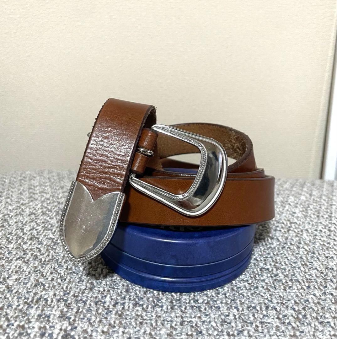 マインデニム ウエスタンベルト ブラウン 34 MINEDENIM