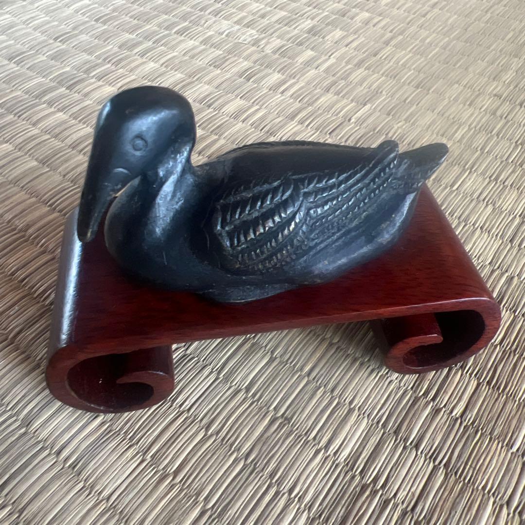 骨董晝道古銅製 水鳥鎮紙