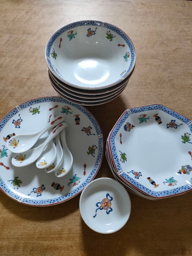 NARUMIナルミ　唐子　中華ホームセット　大皿　炒飯　ラーメン　レンゲ　タレ皿