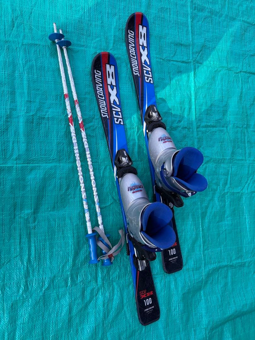 子供用　スキー4点セット　100cm 青
