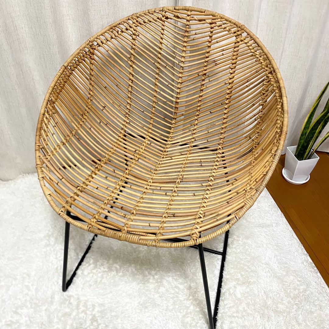 美品　フランフラン　ラタンチェア　カジュアルラウンジチェア　ナチュラル　家具