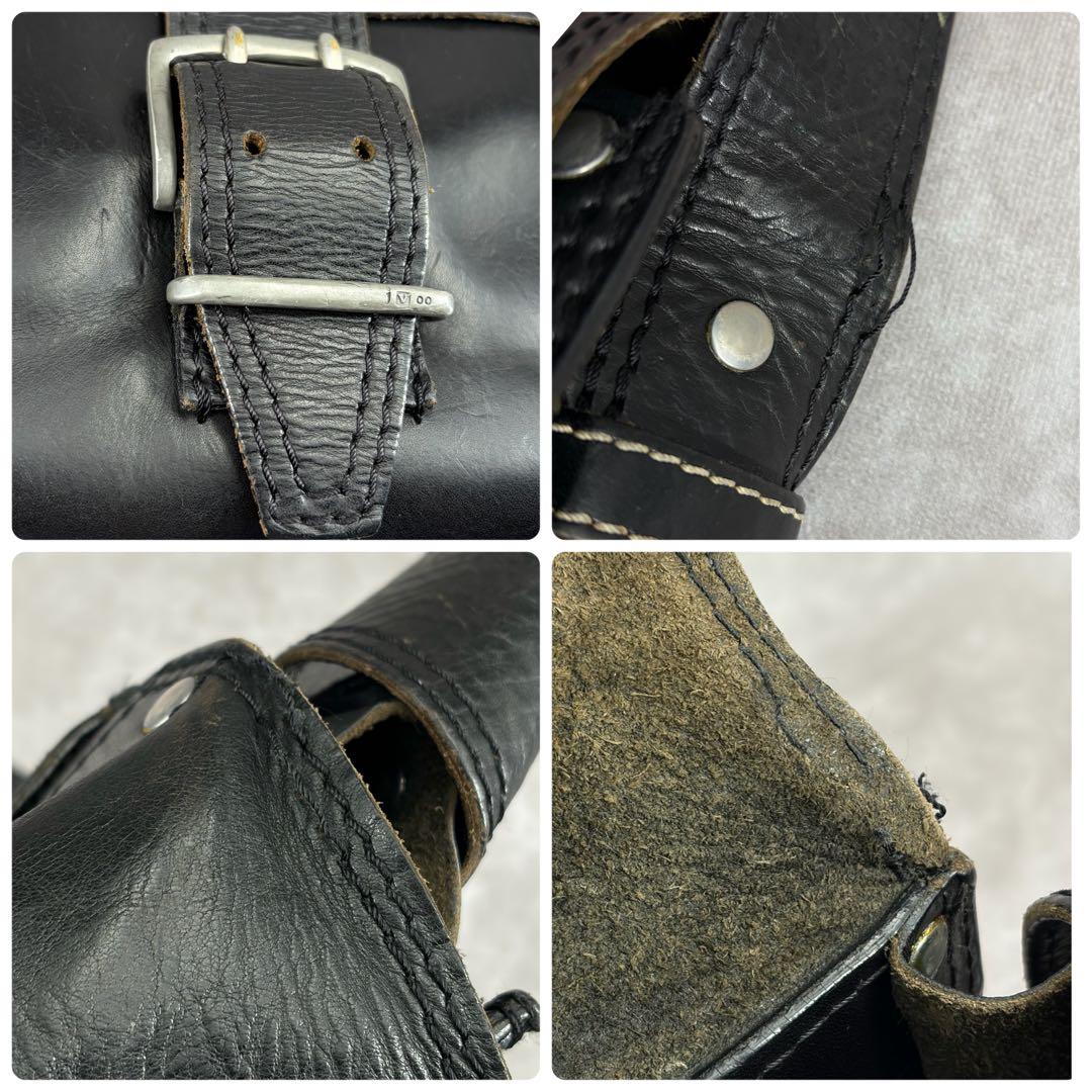 ジョンヴァルヴェイトス ショルダーバッグ メッセンジャー レザー ブラック