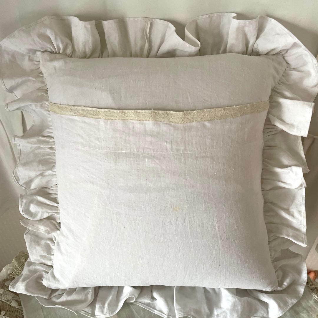 フランスアンティークモノグラムファブリックリメイク　クッション