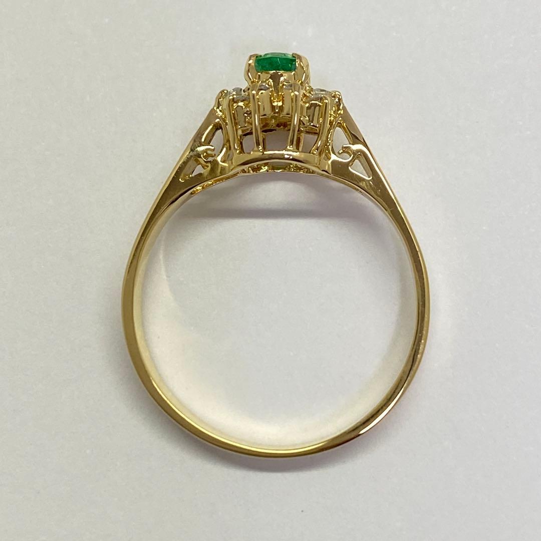 K18　天然エメラルドリング　サイズ11.5号　18金　ダイヤモンド　5月誕生石