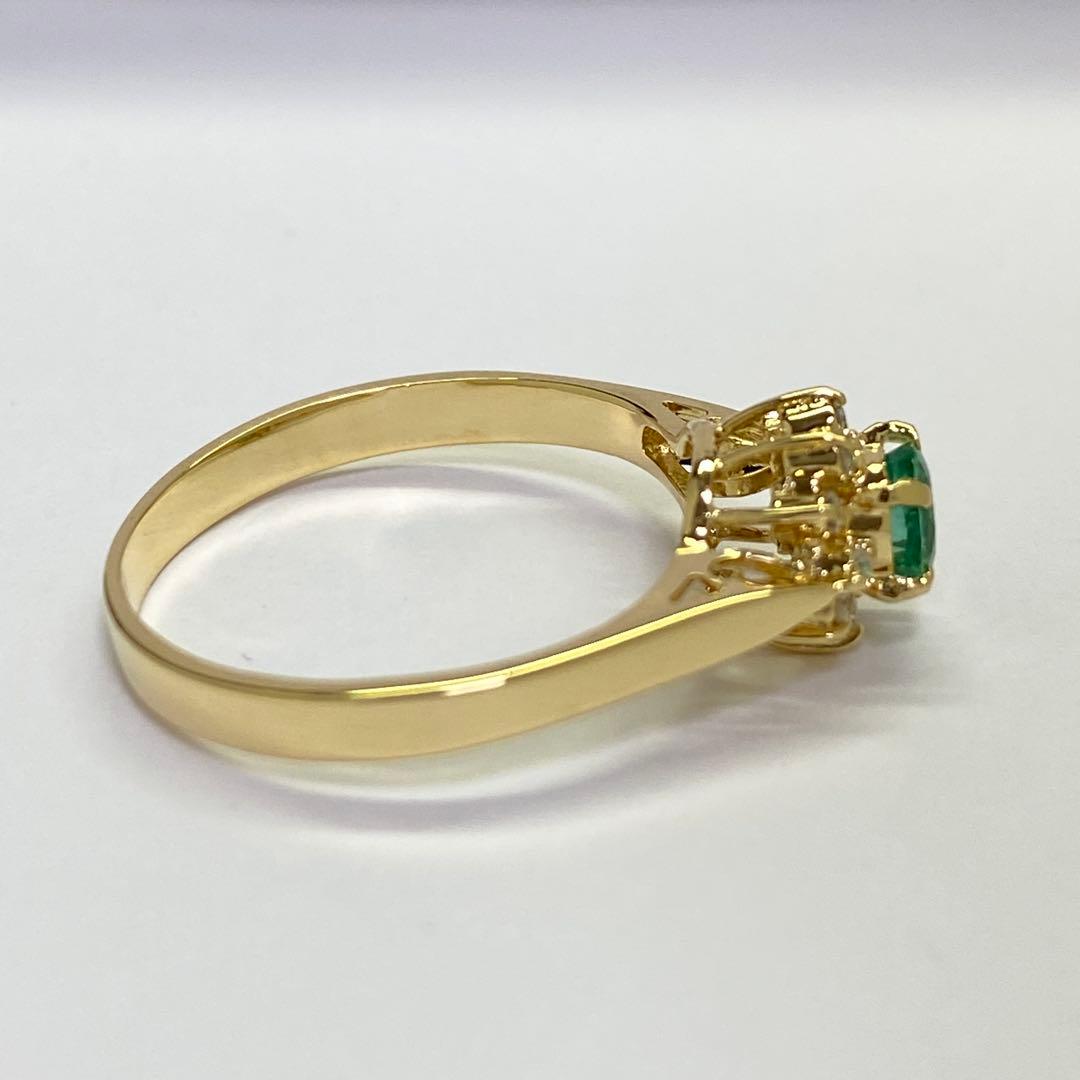 K18　天然エメラルドリング　サイズ11.5号　18金　ダイヤモンド　5月誕生石